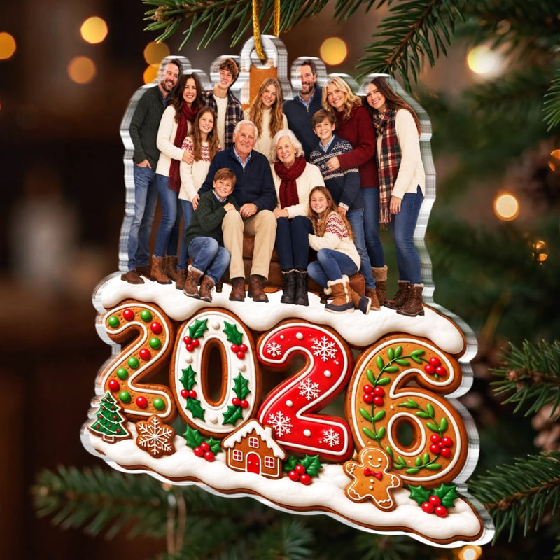 Custom Photo Acrylic Ornament - Personalized Christmas Birthday Gifts For Mom, Dad, Brother, Sister - Blessed With A Loving Family
