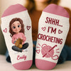 Custom Yarn Crew Socks - Personalized Birthday Gifts For Crochet Knitting Lovers, Crocheters, Knitters, Wife, Daughter, Besties, Sisters, Granddaughter, Grandma, Mom, Yourself - Keep Stitching