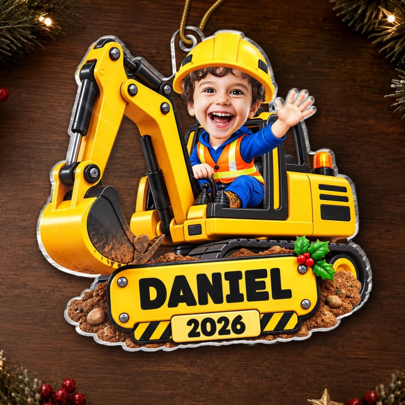 Custom Photo Acrylic Ornament - Personalized Christmas Birthday Gifts For Kids - Big Builds Ahead