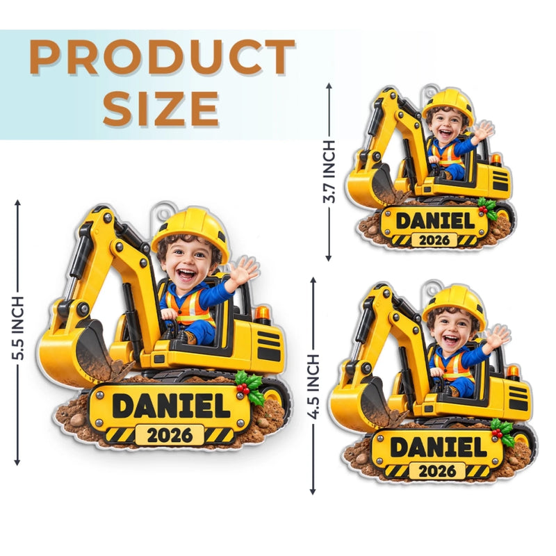 Custom Photo Acrylic Ornament - Personalized Christmas Birthday Gifts For Kids - Big Builds Ahead