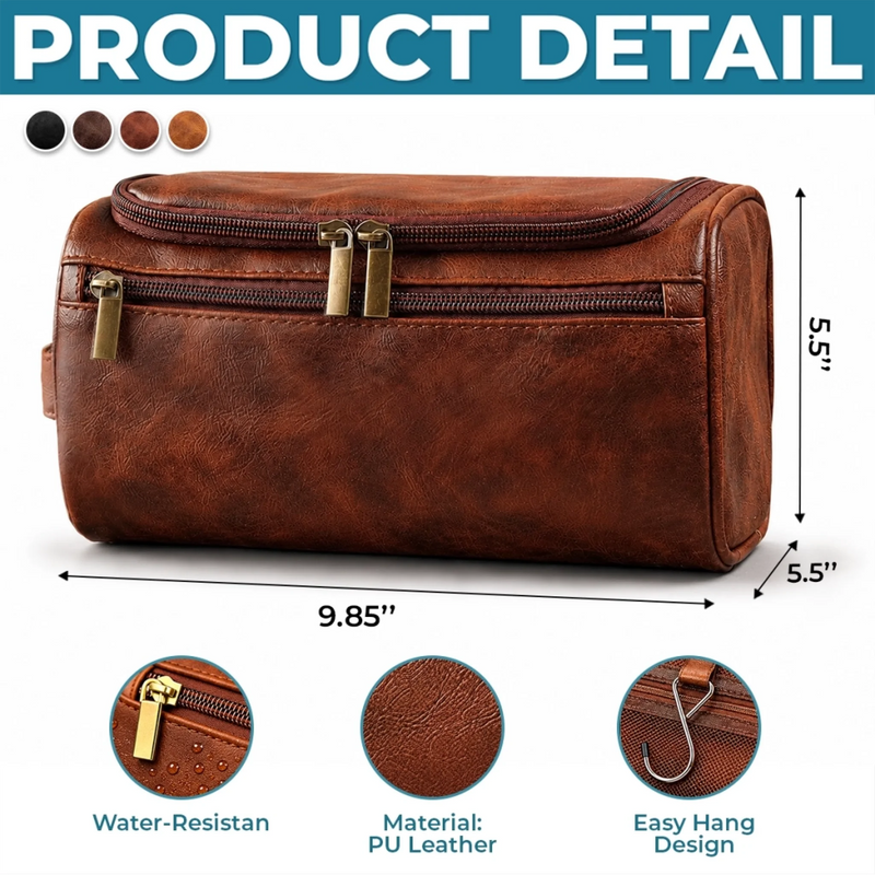Custom America Football Leather Toiletry Bag - Personalized Birthday Gifts For Son, Grandson, America Football Lovers, Sports Fans, Sports Lovers - Play With Heart Every Time