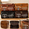Custom America Football Leather Toiletry Bag - Personalized Birthday Gifts For Son, Grandson, America Football Lovers, Sports Fans, Sports Lovers - Play With Heart Every Time