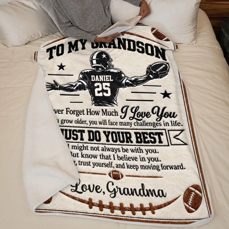Custom America Football Blanket - Personalized Birthday Gifts For Son, Grandson, America Football Lovers, Sports Fans, Sports Lovers - Shine Bright On The Field