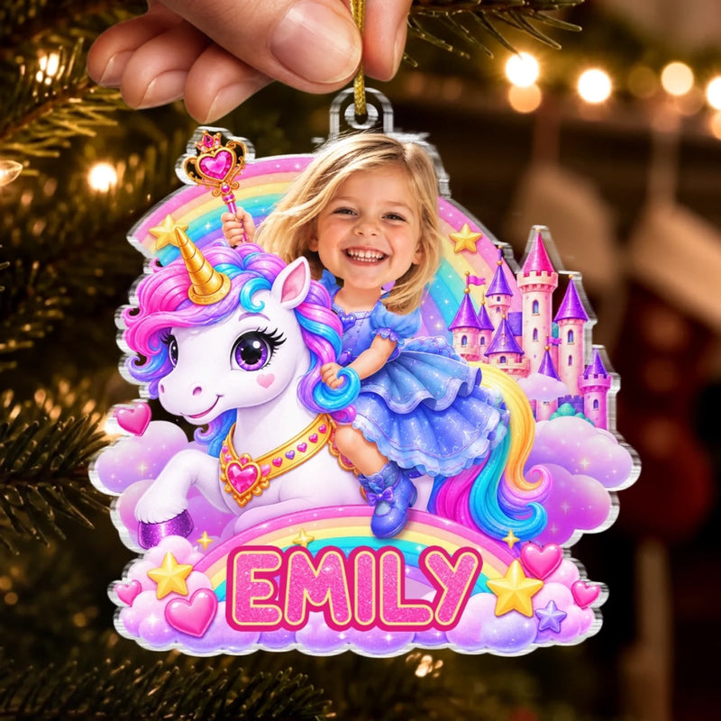Custom Photo Acrylic Ornament - Personalized Christmas Birthday Gifts For Kids - Sparkle Into A Fairytale