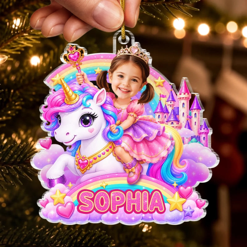 Custom Photo Acrylic Ornament - Personalized Christmas Birthday Gifts For Kids - Sparkle Into A Fairytale