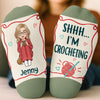 Custom Yarn Crew Socks - Personalized Birthday Gifts For Crochet Knitting Lovers, Crocheters, Knitters, Wife, Daughter, Besties, Sisters, Granddaughter, Grandma, Mom, Yourself - Just One More Stitch