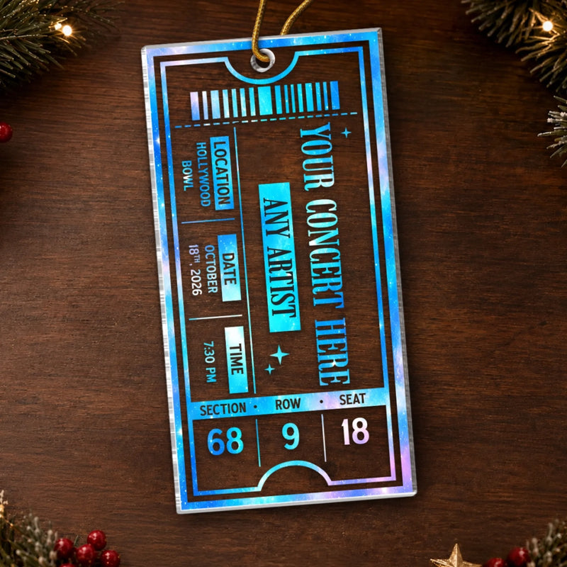 Custom Concert Ticket Acrylic Ornament - Personalized Christmas Birthday Gifts For Husband And Wife, Him And Her, Friends - Live For The Music