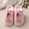 Custom Photo Fluffy Slippers - Personalized Christmas Birthday Gifts For Kids - Little Feet, Big Love