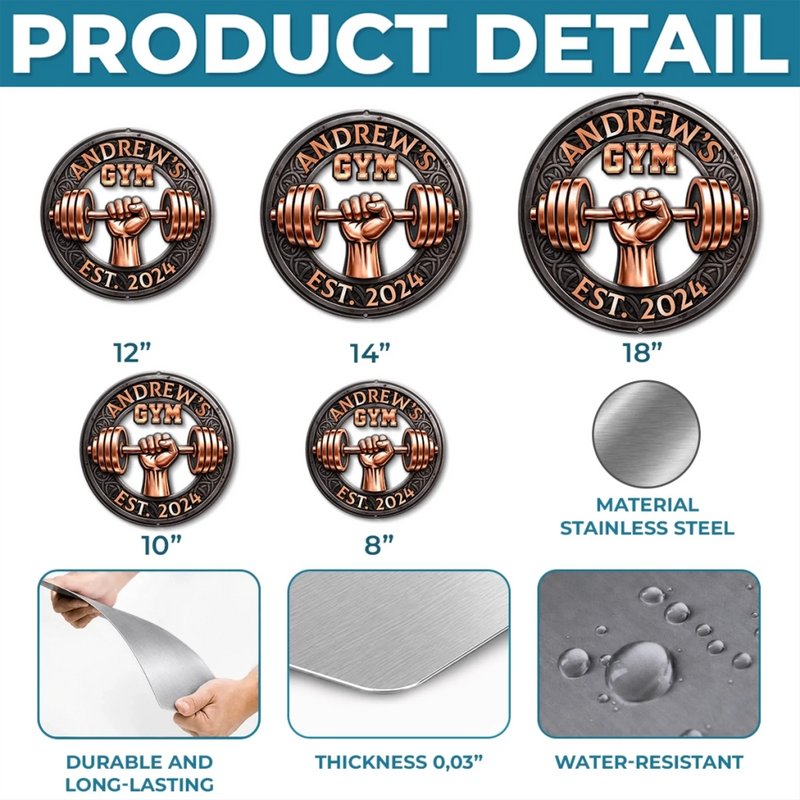 Custom Shaped Metal Sign - Personalized Gym Gifts For Him, Her, Brother, Sister - Welcome To My Fitness Zone