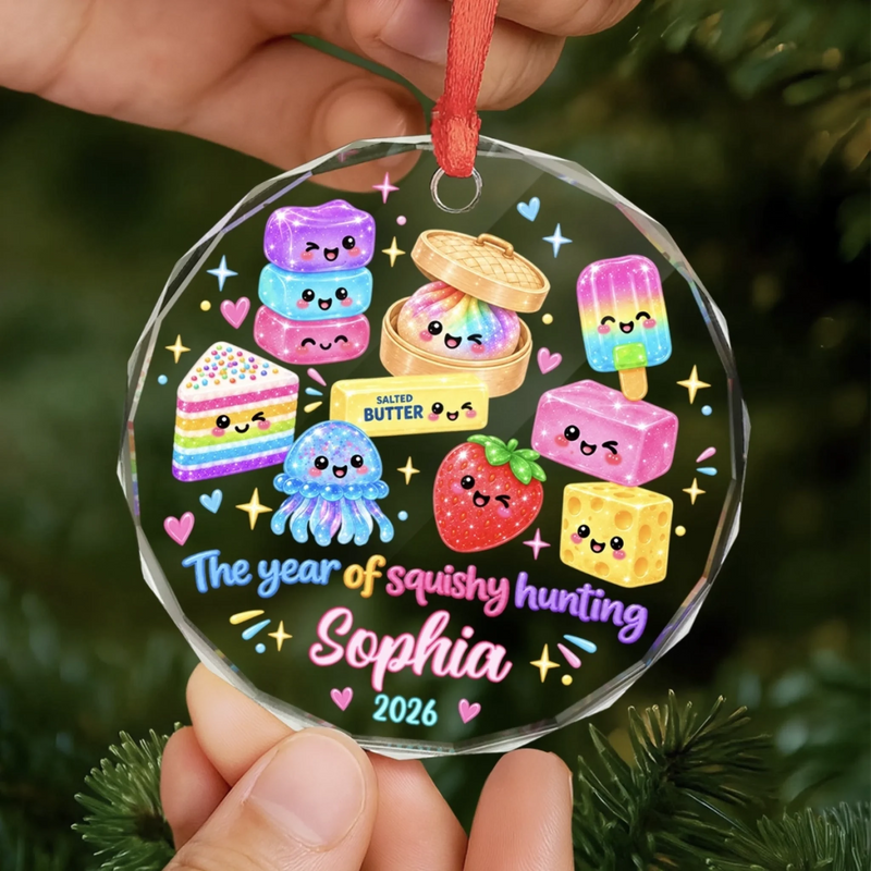 Custom Squishy Circle Glass Ornament - Personalized Christmas Birthday Gifts For Kids - Cute Finds, Happy Vibes