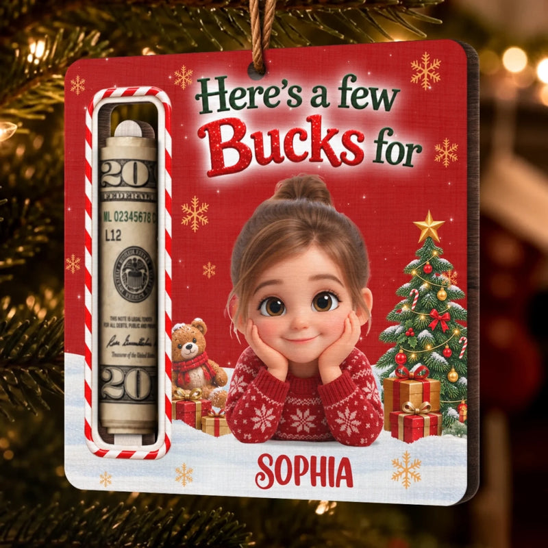 Custom Photo Wooden Money Holder Ornament - Personalized Christmas Birthday Gifts For Kids - Little Buck Big Cheer
