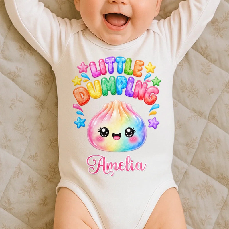 Custom Squishy Long Sleeve Baby Onesie - Personalized Christmas Baby Shower, Gender Reveal Gifts For New Moms, New Dads, New Parents - Little Dumpling