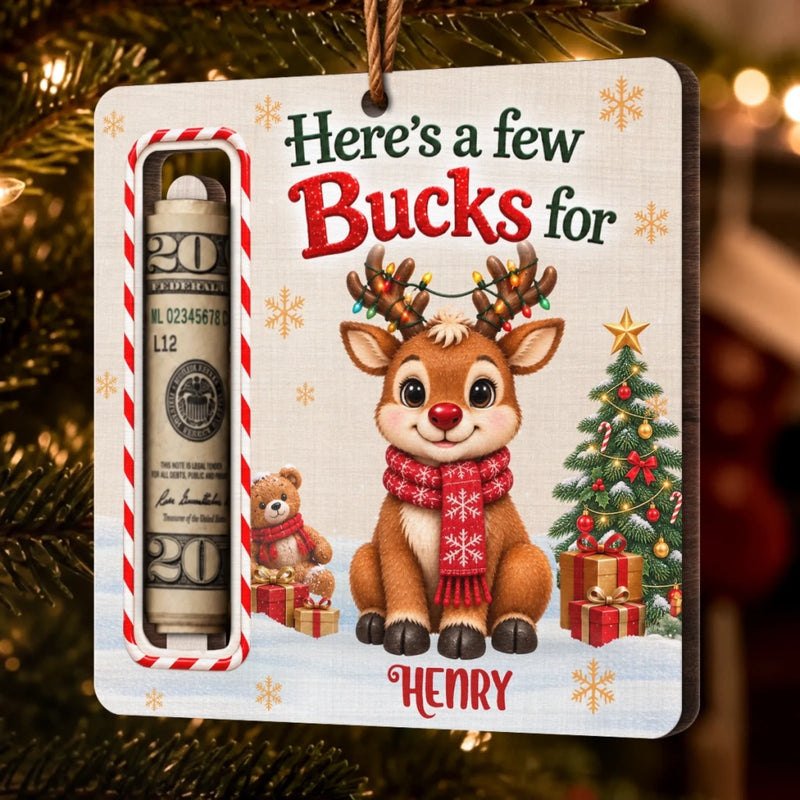 Custom Wooden Money Holder Ornament - Personalized Christmas Birthday Gifts For Kids - Merry Little Buck