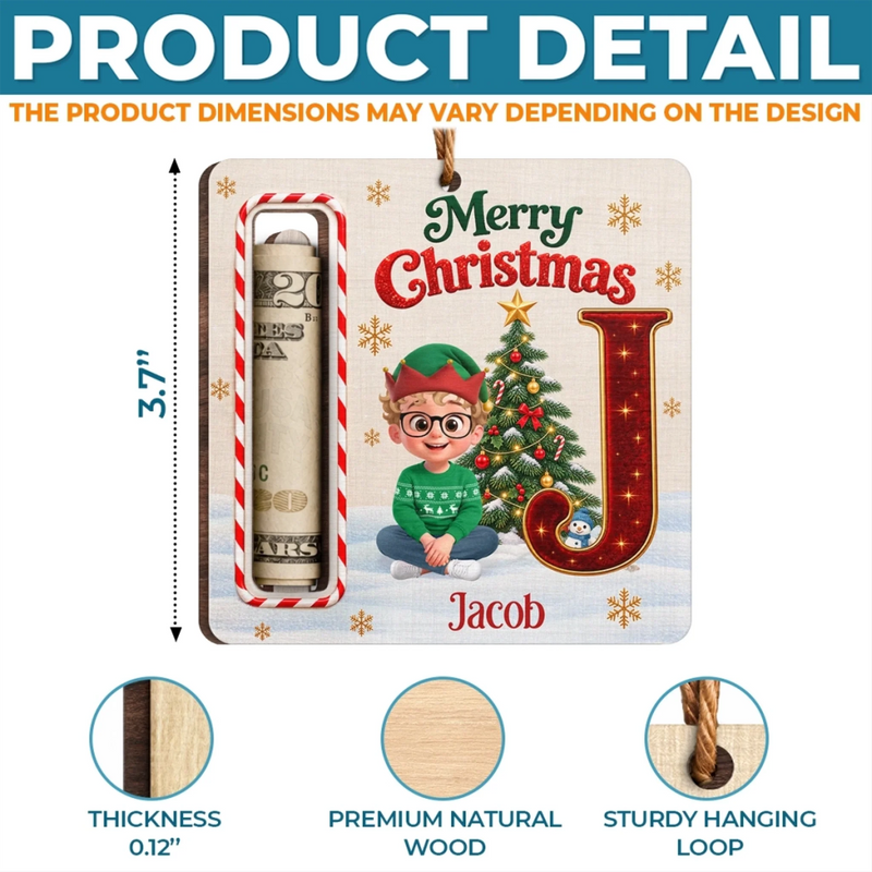 Custom Wooden Money Holder Ornament - Personalized Christmas Birthday Gifts For Mom, Dad, Brother, Sister - Buck Full Of Joy