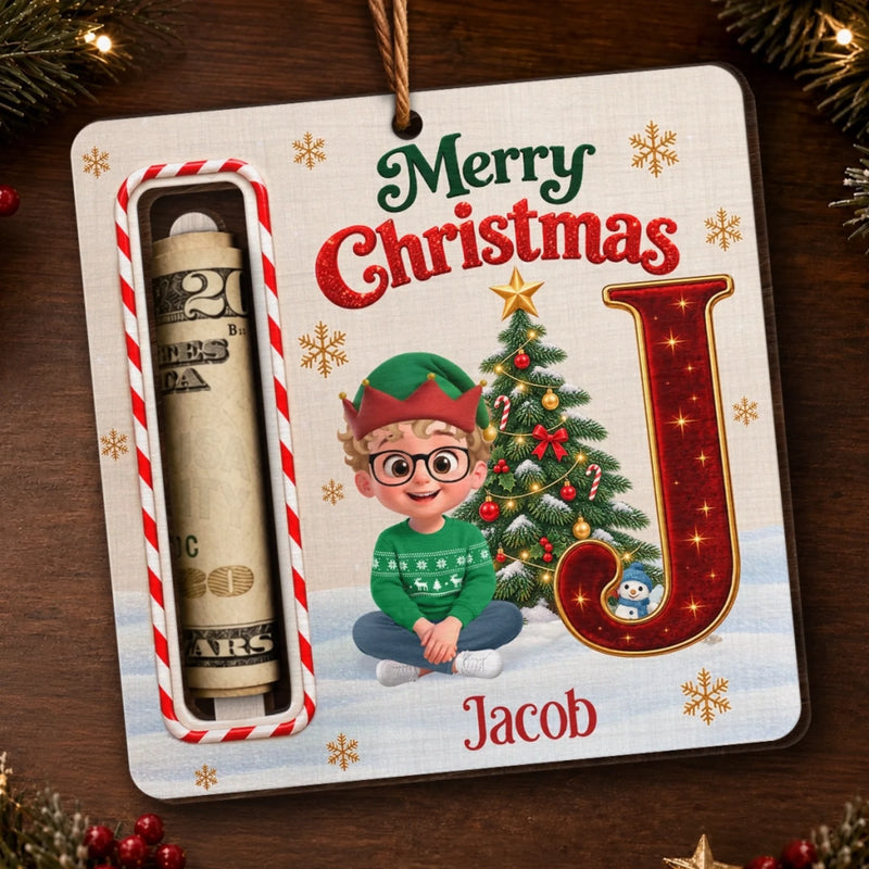 Custom Wooden Money Holder Ornament - Personalized Christmas Birthday Gifts For Mom, Dad, Brother, Sister - Buck Full Of Joy
