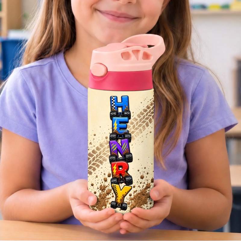 Custom Kids Insulated Water Bottle - Personalized Back To School Gifts For Kids - Little Builder Big Dreams Always