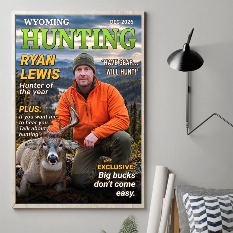 Custom Photo Magazine Vertical Poster - Personalized Christmas Birthday Hunting Gifts For Hunters - Born For The Wild