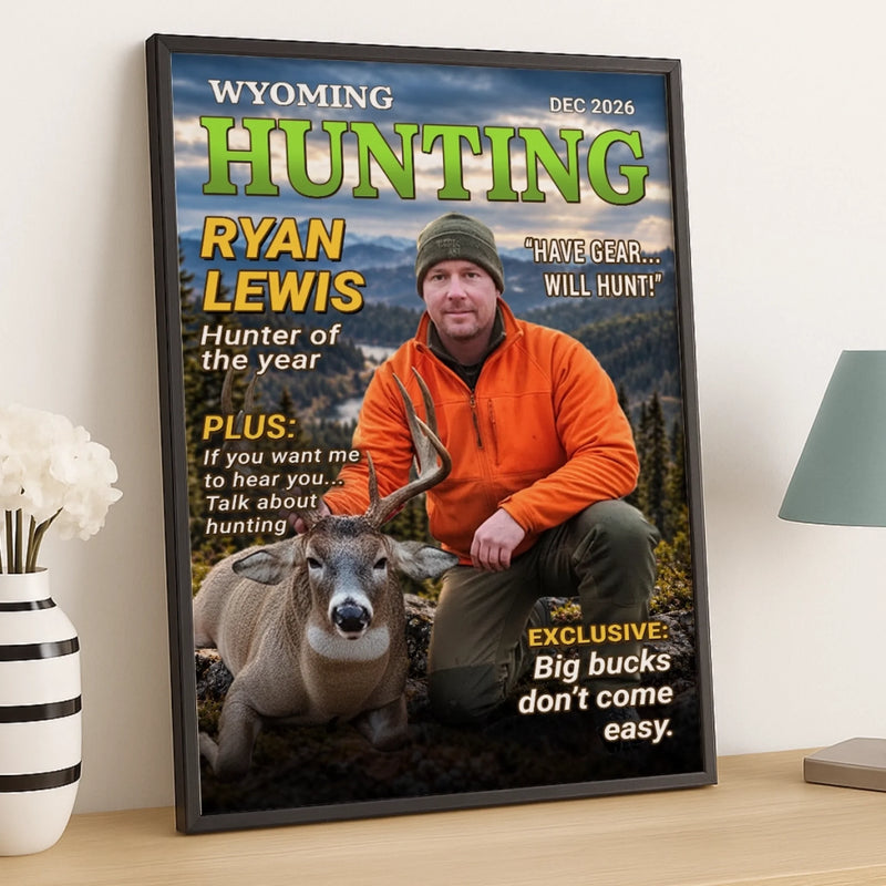 Custom Photo Magazine Vertical Poster - Personalized Christmas Birthday Hunting Gifts For Hunters - Born For The Wild