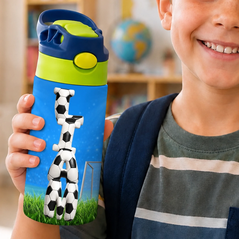 Custom Kids Insulated Water Bottle - Personalized Back To School Gifts For Kids - Little Player Big Sports Spirit