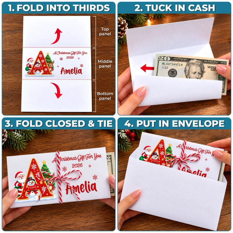 Custom Name Christmas Money Gifts - Personalized Money Envelop