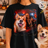 Custom Photo Funny Dog Selfie With Skeleton Comfort T-Shirt - Personalized Halloween Birthday Gifts For Dog Cat Lovers, Dog Dad And Mom, Cat Owners - Paws, Bones And Laughs