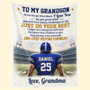 Custom American Football Blanket - Personalized Birthday Gifts For Son, Grandson, American Football Lovers, Sports Fans, Sports Lovers - Never Give Up On Dreams