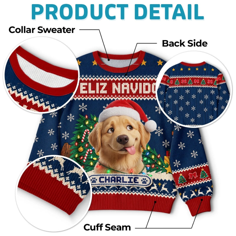 Custom Photo Ugly Sweatshirt - Personalized Christmas Birthday Gifts For Dog Cat Lovers, Dog Dad And Mom, Cat Owners - Holiday Pup