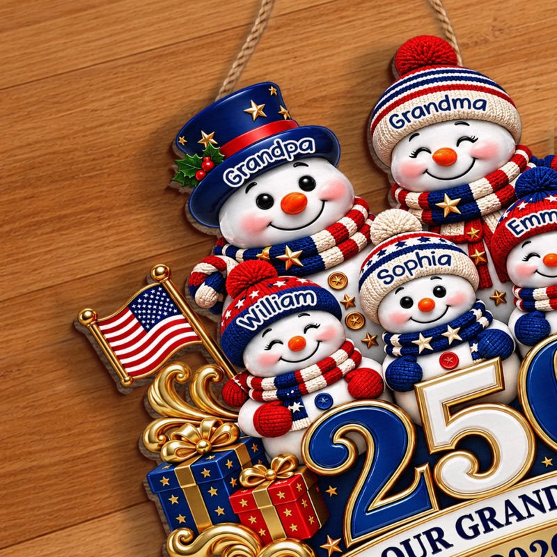 Custom Wood Sign - Personalized America 250th Anniversary Christmas Gifts For Grandma, Grandpa - Cherished Family Moments