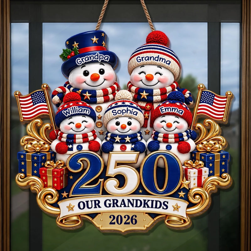 Custom Wood Sign - Personalized America 250th Anniversary Christmas Gifts For Grandma, Grandpa - Cherished Family Moments