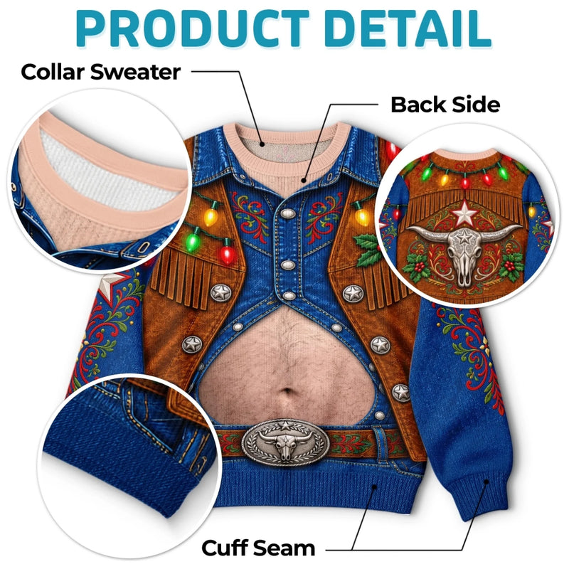 Custom Funny Ugly Sweatshirt - Personalized Christmas Birthday Gifts For Husband, Son, Grandson, Brother, Grandpa, Dad, Yourself - Best Cowboy In The Town