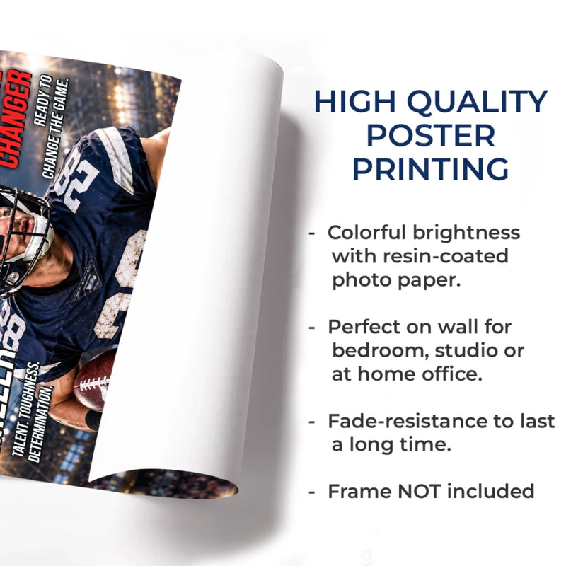 Custom Photo Magazine Vertical Poster - Personalized Birthday Gifts For Son, Grandson, American Football Lovers, Sports Fans, Sports Lovers - Built For Game Day
