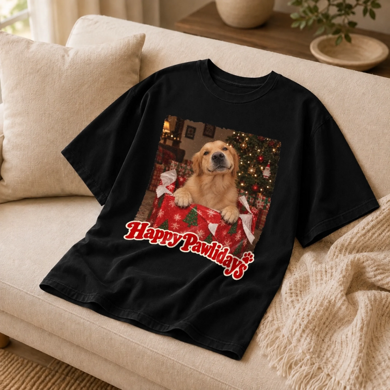 Custom Photo T-Shirt - Personalized Christmas Gifts For Dog Cat Lovers, Dog Dad And Mom, Cat Owners - I Am The Present