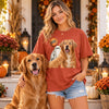 Custom Photo Funny Dog Selfie With Boo T-Shirt - Personalized Halloween Gifts For Dog Cat Lovers, Dog Dad And Mom, Cat Owners - Too Spooked To Behave