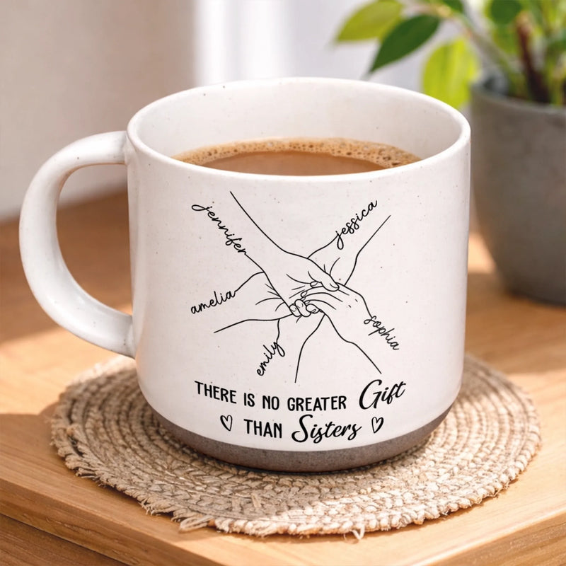 Custom Pottery Mug - Personalized Best Friend Birthday Gifts For Women, Besties, Sisters, BFF - Pure Sisterhood Love Story