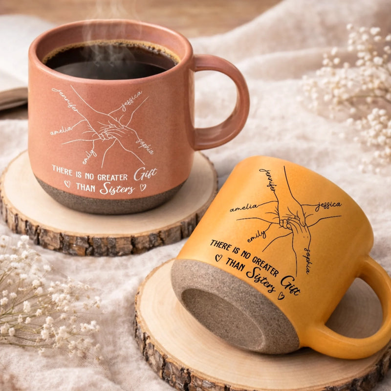 Custom Pottery Mug - Personalized Best Friend Birthday Gifts For Women, Besties, Sisters, BFF - Pure Sisterhood Love Story