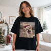 Custom Photo Funny Dog Selfie With Santa Comfort T-Shirt - Personalized Christmas Birthday Gifts For Dog Cat Lovers, Dog Dad And Mom, Cat Owners - Merry Moments, Happy Tails