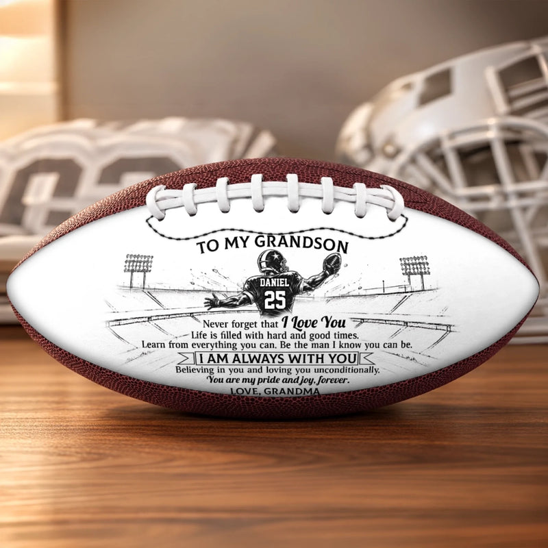 Custom Leather Football - Personalized Birthday Gifts For Son, Grandson, American Football Lovers, Sports Fans, Sports Lovers - Always Remember I Am With You