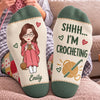 Custom Yarn Crew Socks - Personalized Birthday Gifts For Crochet Knitting Lovers, Crocheters, Knitters, Wife, Daughter, Besties, Sisters, Granddaughter, Grandma, Mom, Yourself - Keep Calm, Stitch On
