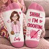 Custom Yarn Crew Socks - Personalized Birthday Gifts For Crochet Knitting Lovers, Crocheters, Knitters, Wife, Daughter, Besties, Sisters, Granddaughter, Grandma, Mom, Yourself - Quiet, I'm Crocheting Now