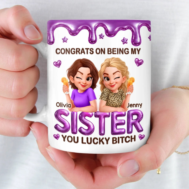 Custom 3D Inflated Effect Printed Mug - Personalized Best Friend Birthday Gifts For Women, Besties, Sisters, BFF - Serving Iconic Bestie Moments