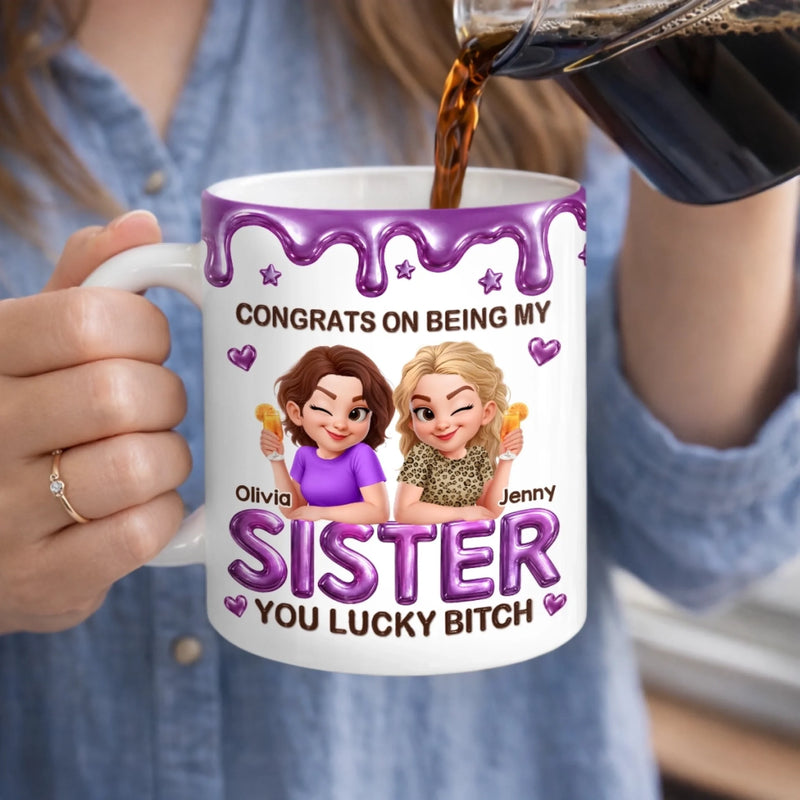 Custom 3D Inflated Effect Printed Mug - Personalized Best Friend Birthday Gifts For Women, Besties, Sisters, BFF - Serving Iconic Bestie Moments