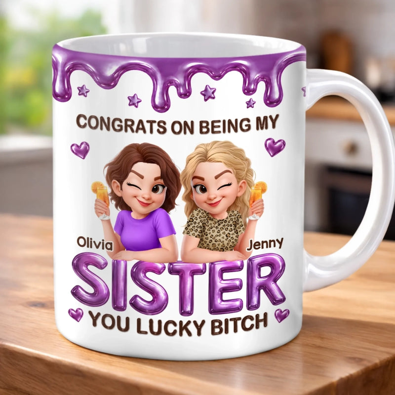 Custom 3D Inflated Effect Printed Mug - Personalized Best Friend Birthday Gifts For Women, Besties, Sisters, BFF - Serving Iconic Bestie Moments