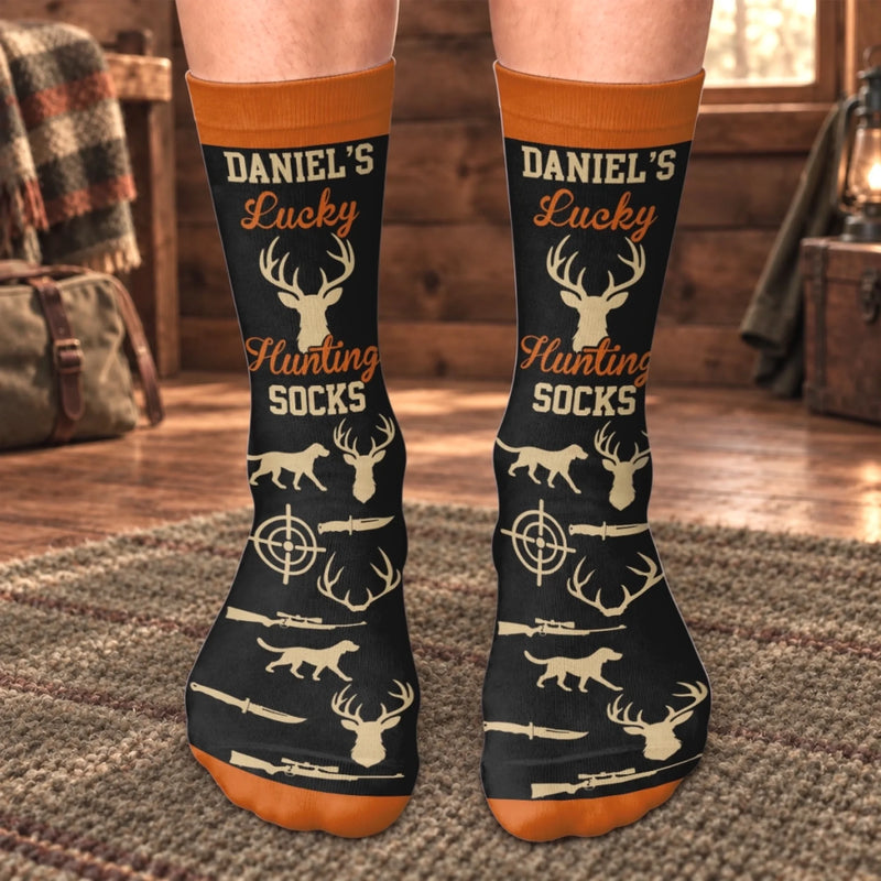Custom Crew Socks - Personalized Birthday Hunting Gifts For Hunters, Husband, Son, Grandson, Brother, Grandpa, Dad, Yourself - Chasing Big Bucks All Day