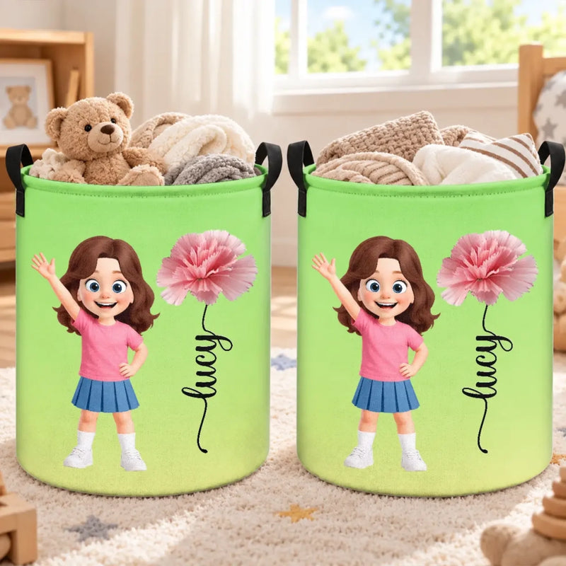 Custom Laundry Basket - Personalized Birthday Gifts For Kids - Pure Floral Girl Joy