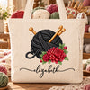 Custom Yarn Corduroy Tote Bag - Personalized Birthday Gifts For Crochet Knitting Lovers, Crocheters, Knitters, Wife, Daughter, Besties, Sisters, Granddaughter, Grandma, Mom, Yourself - Bloom & Stitch