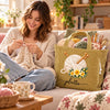Custom Yarn Corduroy Tote Bag - Personalized Birthday Gifts For Crochet Knitting Lovers, Crocheters, Knitters, Wife, Daughter, Besties, Sisters, Granddaughter, Grandma, Mom, Yourself - Bloom & Stitch