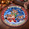 Custom Reindeer Quilted Round Mat - Personalized Christmas Birthday Gifts For Mom, Dad, Brother, Sister - Welcome To Our Winter Wonderland