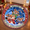 Custom Reindeer Quilted Round Mat - Personalized Christmas Birthday Gifts For Mom, Dad, Brother, Sister - Welcome To Our Winter Wonderland