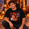 Custom Photo Funny Human Selfie With Skeleton Comfort T-Shirt - Personalized Halloween Birthday Gifts For Mom, Dad, Brother, Sister, Kids - Spooktacular Photo Shoot Moment