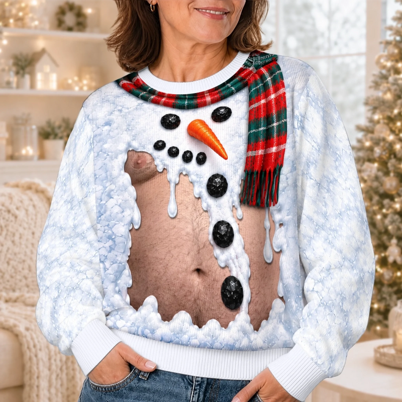 Custom Funny Ugly Sweatshirt - Personalized Christmas Birthday Gifts For Husband, Son, Grandson, Brother, Grandpa, Dad, Yourself - Too Hot For Winter Snow